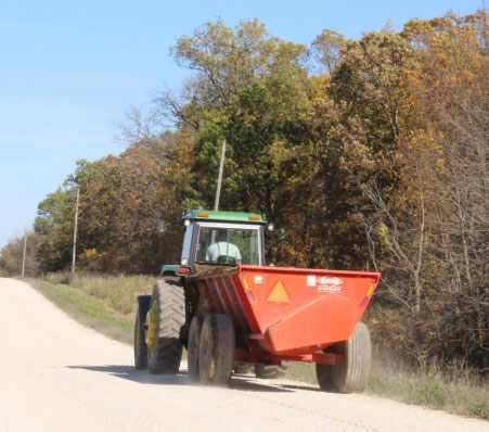 Tractor on gravel