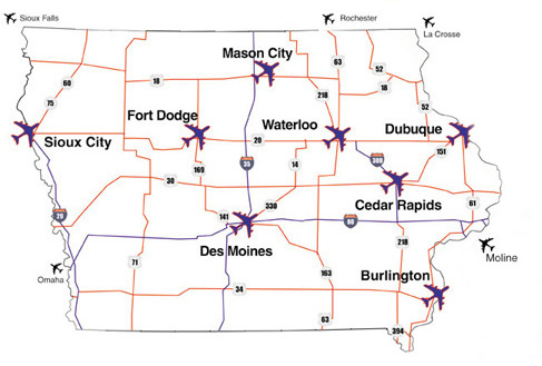 Commercial Airport Services Map