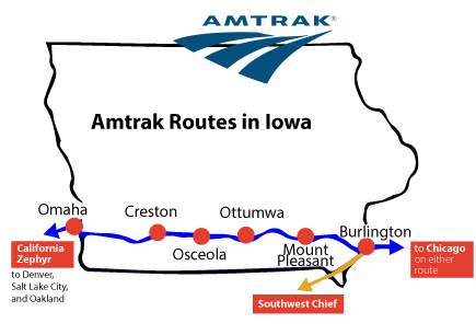 Amtrak route in Iowa