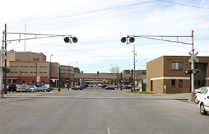 Rail crossing downtown