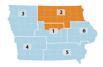 Map of southeast and southwest Iowa