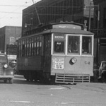 Electric trolley car on main street