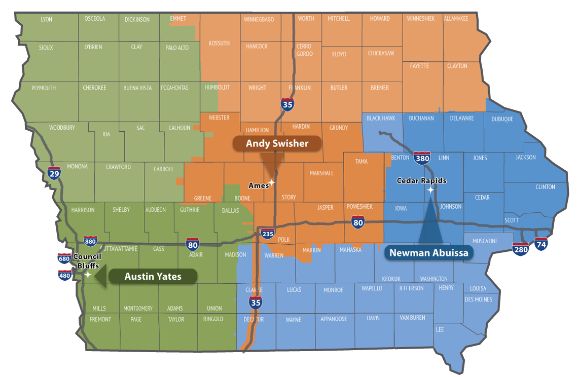 map showing district traffic operations engineer areas