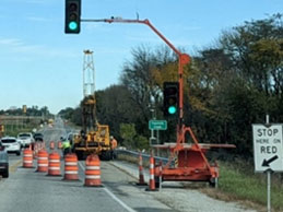 Flagger holding stop sign